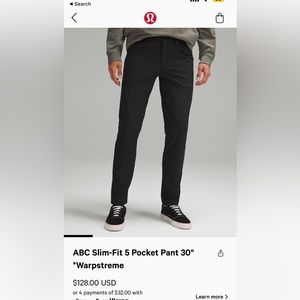 Lululemon ABC Slim-Fit 5 Pocket Pant 30x30